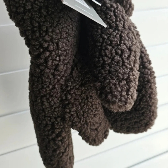 SOIA&KYO Callie Shearling Faux Mittens Mushroom Brown Coffee Luxury One size - Picture 4 of 9
